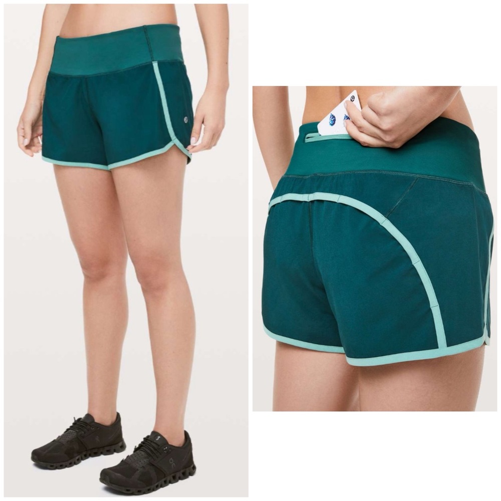lululemon athletica Teal Athletic Shorts with Light Mint Trim
